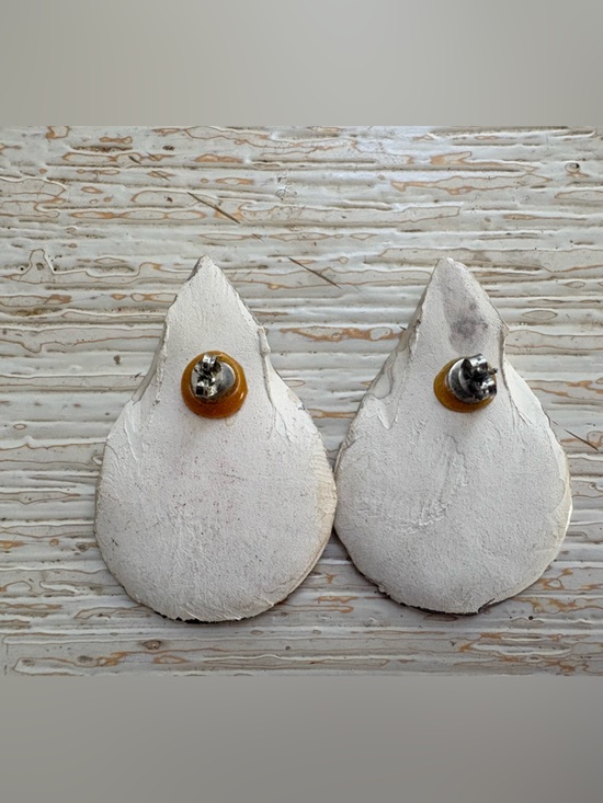 Handmade Enamel Clay Teardrop Earrings - Picture 6 of 9